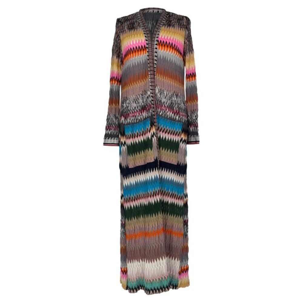 Missoni Chevron Knitted Long Cardigan in Multicolor Viscose